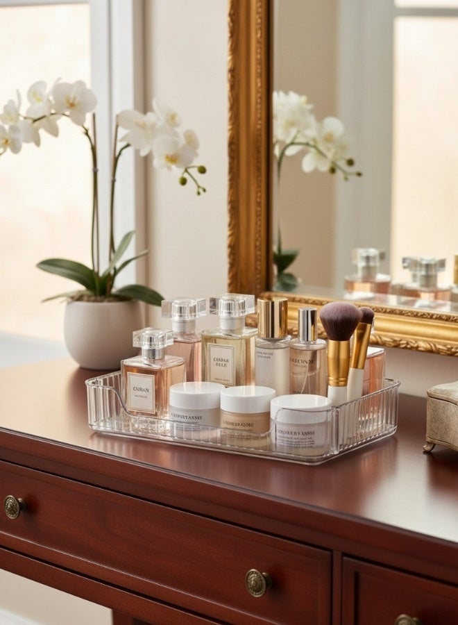 2-Pcs Clear Acrylic Stackable Organizer Rack for Space-Saving Storage – Multi-Purpose Cosmetic, Perfume, Skincare & Kitchen Essentials Holder – Modern Countertop Organizer for Bathroom, Vanity, Makeup Table, Kitchen Shelf & Desk – Durable Transparent Storage Solution, 30×17 cm - Image 4