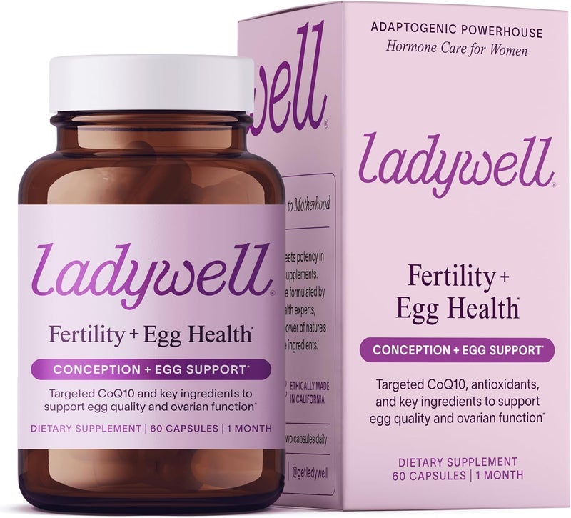 Ladywell صحة البيض الخصوبة معزز الخصوبة صحة المبيض جودة البيض الإباضة دعم الحمل الصحي CoQ10 حمض الفوليك المكونات الرئيسية مكملات مدعومة علمياً للنساء 60 حبة - Image 1