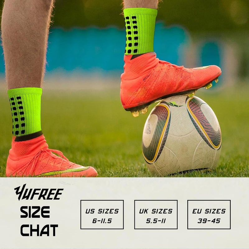 Yufree Men's Soccer Socks Anti Slip Non Slip Grip Pads for Football Basketball Sports Grip Socks, 4 Pair - Image 5