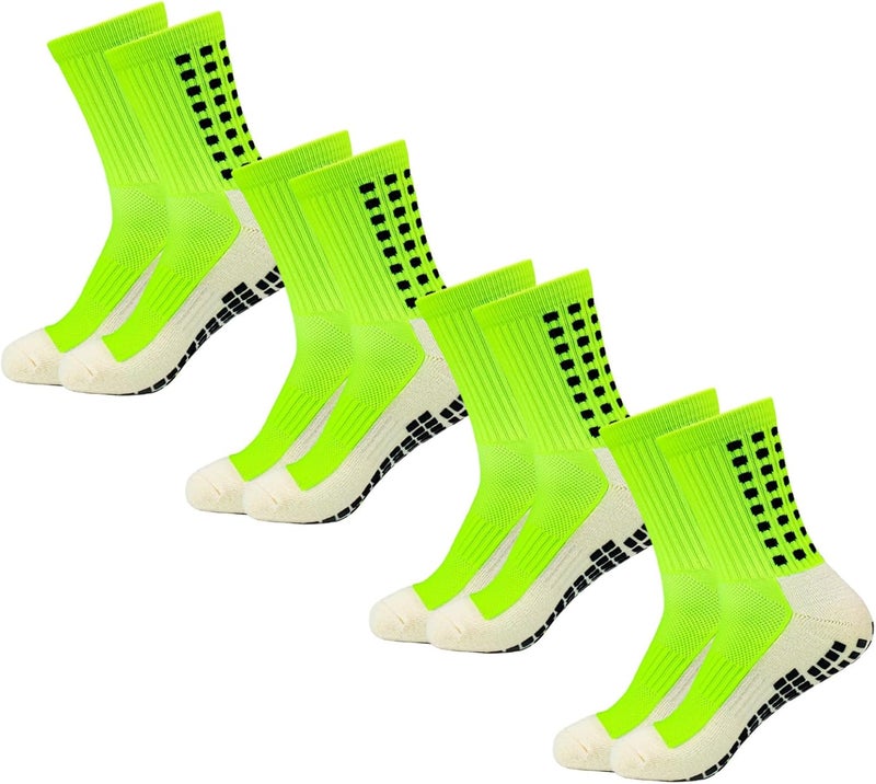 Yufree Men's Soccer Socks Anti Slip Non Slip Grip Pads for Football Basketball Sports Grip Socks, 4 Pair - Image 1