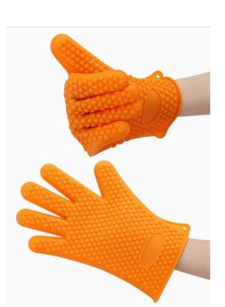 Silicone Cleaning Gloves Orange - Image 1