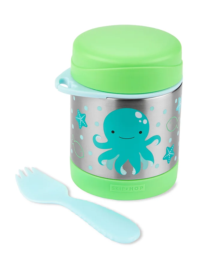 سكيب هوب Zoo Food Jar - Octopus | Stainless Steel Container for Warm & Cold Meals | 325ml | With Matching Spork | Age 3+