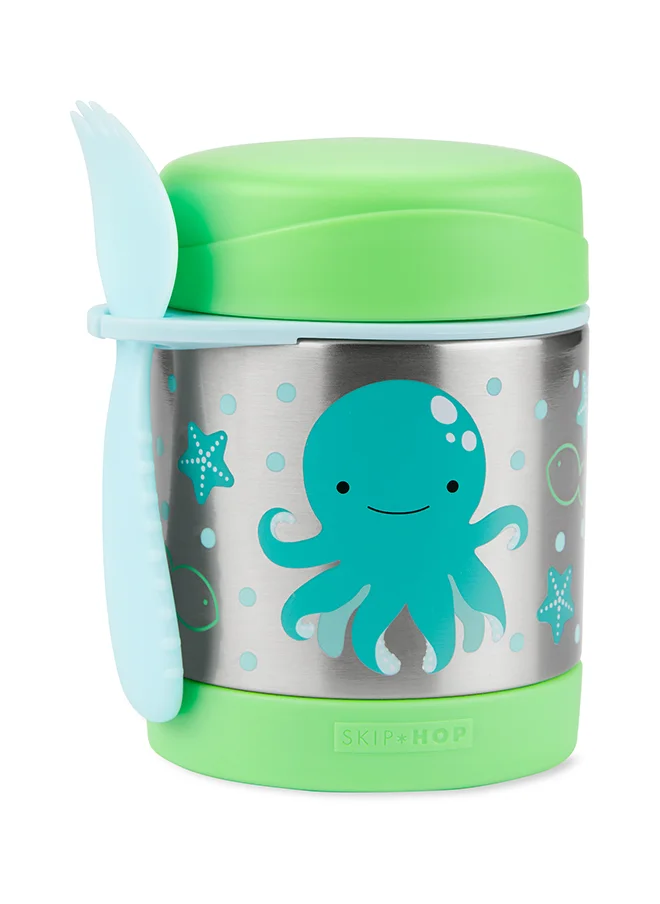 سكيب هوب Zoo Food Jar - Octopus | Stainless Steel Container for Warm & Cold Meals | 325ml | With Matching Spork | Age 3+