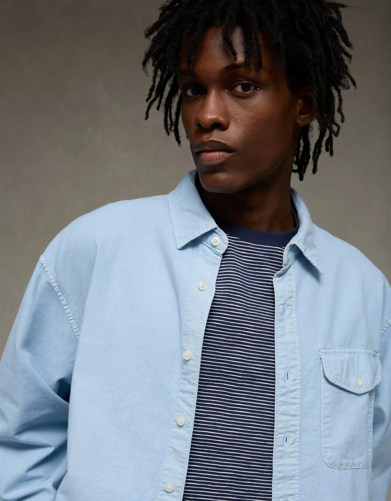 American Eagle  AE Everyday Relaxed Fit Oxford Shirt for Men | Best Price UAE