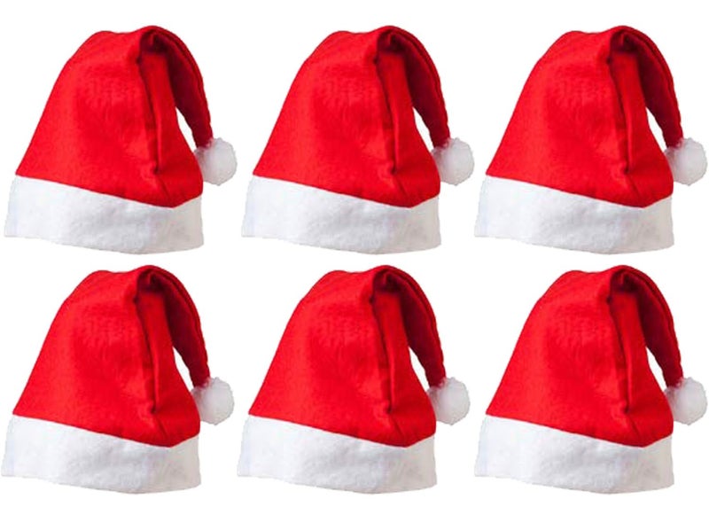 Evisha 6 Pcs Christmas Caps Santa Caps Charistmas caps For Tree Decoration X-Mass Caps Hats Santa Caps Santa Claus Caps - Image 1