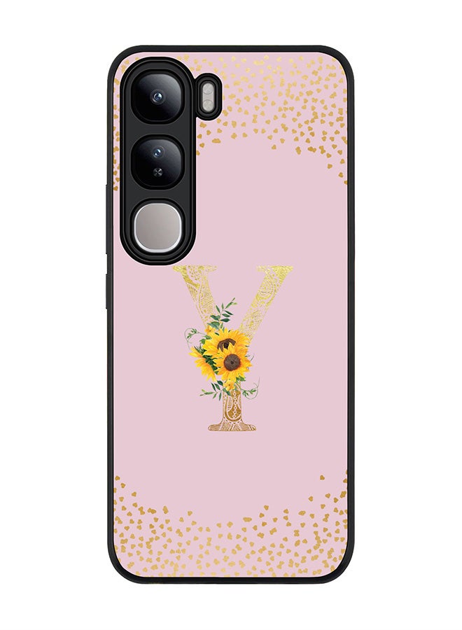 Stylizedd For vivo V40 Lite Case,Slim fit Camera Protection, Shockproof Thin Phone cover - Custom Floral Monogram - Y (Pink ) - Image 1
