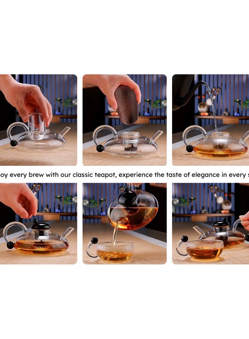 Classic Teapot Set with Removable Infuser and 3 Cups, Stovetop Safe (600ml)  - Image 3