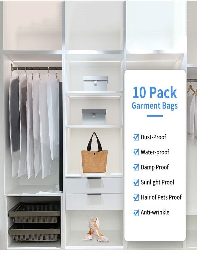 SafiDur Garment Bag Transparent Suit Bag Set of 10 Garment Bag Cover Dustproof Clothes Cover Bags Foldable Clothe Storage Bag Protector for Closet Storage Suit,Robe,Long Dress,60*100CM. - Image 3