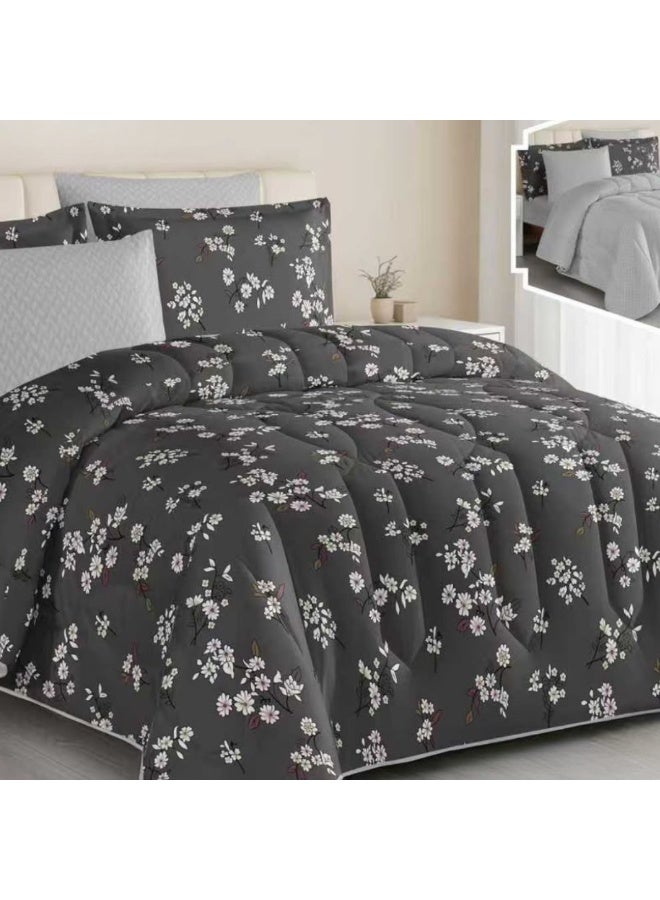 SMART HOME Double Bed Set with Luxurious Filling, 6 Pieces – Includes a Quilted Comforter, Fitted Sheet, 2 Pillowcases, and 2 Square Cushion Covers – Soft and Comfortable Double Bed Set for Sleeping – Suitable for Bedrooms and Hotels – All-Season Sleeping Set – Quilt Size: 250x230 cm – Made of High-Quality Microfiber - Image 3