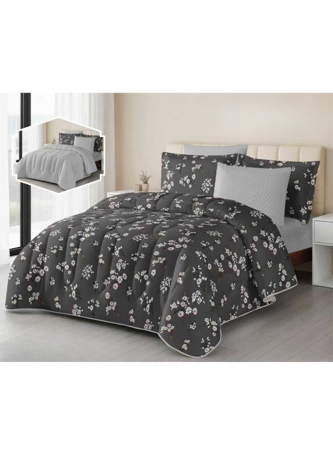 SMART HOME Double Bed Set with Luxurious Filling, 6 Pieces – Includes a Quilted Comforter, Fitted Sheet, 2 Pillowcases, and 2 Square Cushion Covers – Soft and Comfortable Double Bed Set for Sleeping – Suitable for Bedrooms and Hotels – All-Season Sleeping Set – Quilt Size: 250x230 cm – Made of High-Quality Microfiber - Image 4