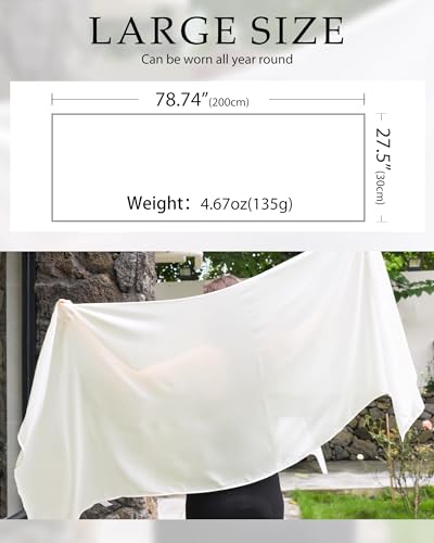 CHICGAL Women's Solid Chiffon Scarves Shawls Wraps for Bridal Wedding Party Evening Dress Gifts (White) - Image 4