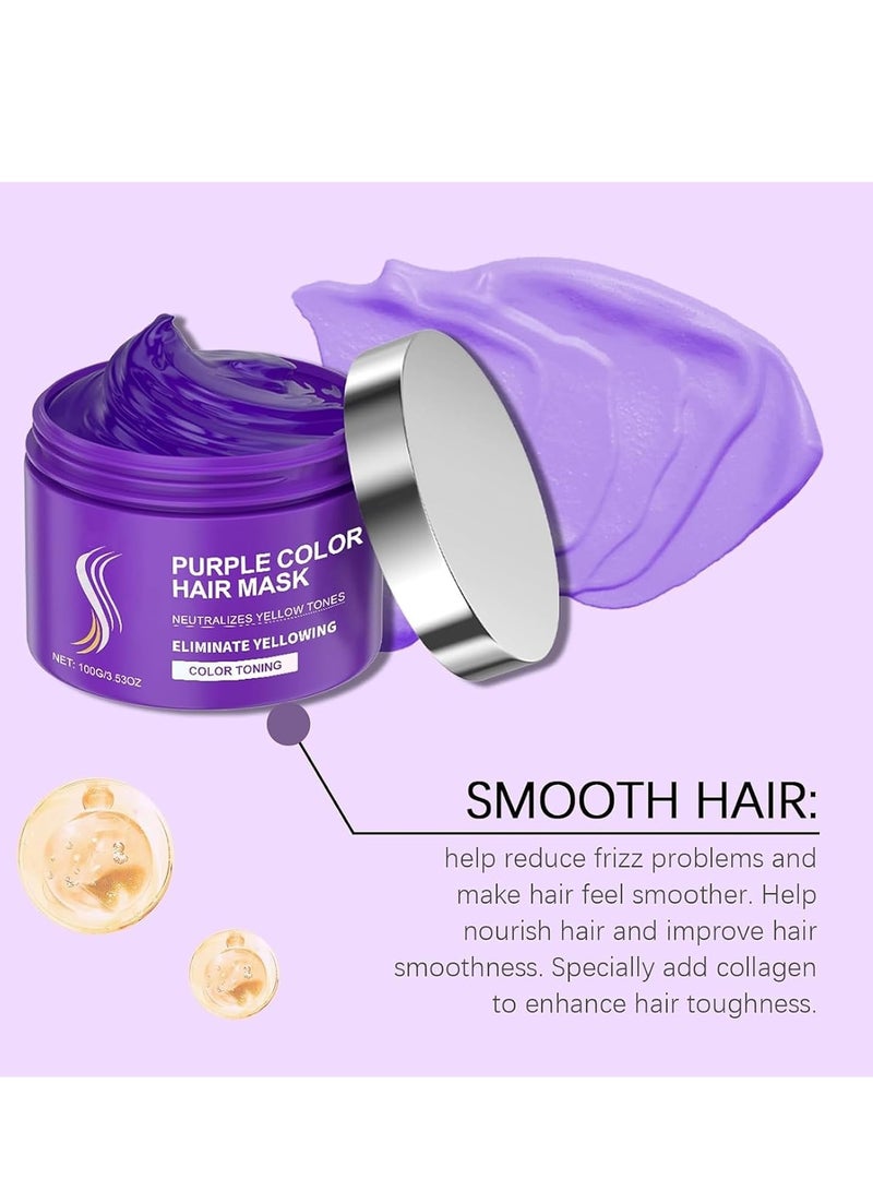 إيلهو Purple Hair Mask - Keratin Hair Treatment, Repair  Nourishment Treatment for Bleached, Deep Conditioner and Toner for Blonde and Bleached Hair, Collagen Hair Mask for Color Treated Locks (100g) - Image 4