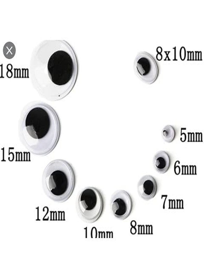 3A Featuretail Googly Eyes, Wiggle Eyes, Doll Eyes Art and Craft Eyes Black/White for DIY Craft, Doll Making, Pipe Cleaner Craft (Black & White, 5 Sizes Mixed 200pc) - Image 2