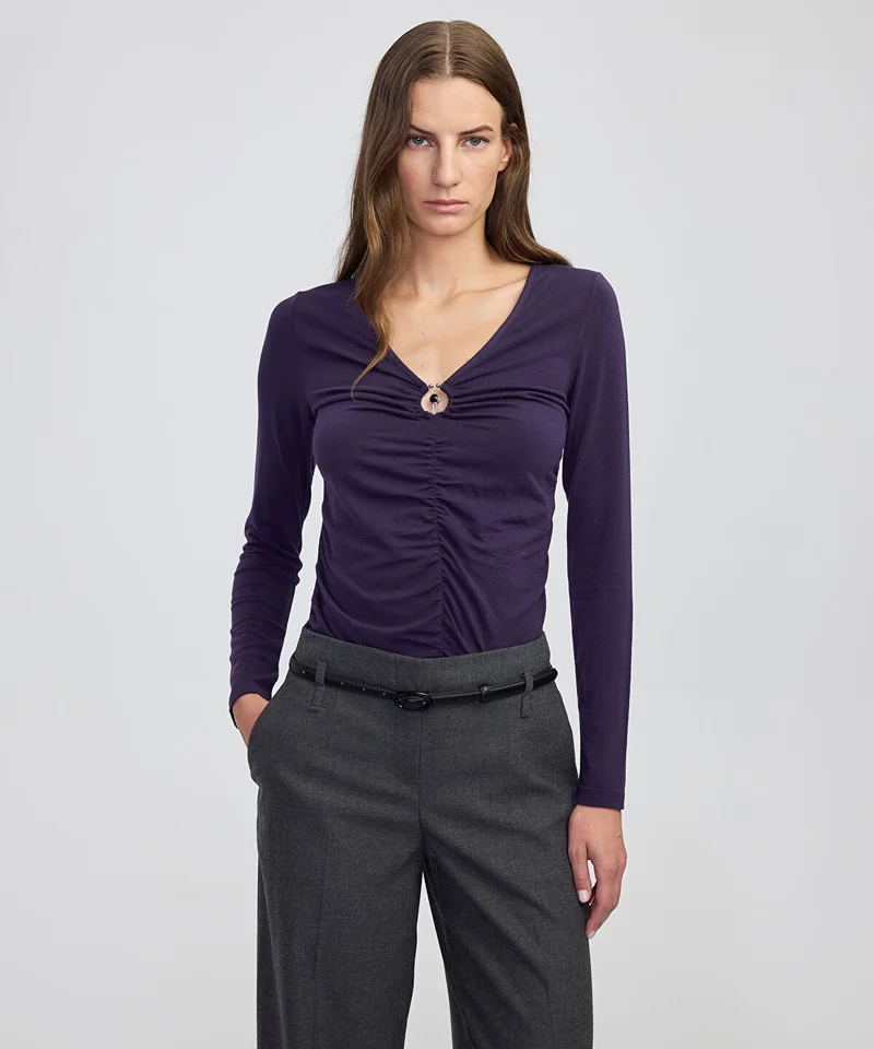 ابيكول Gathered T-Shirt with Metal Accent