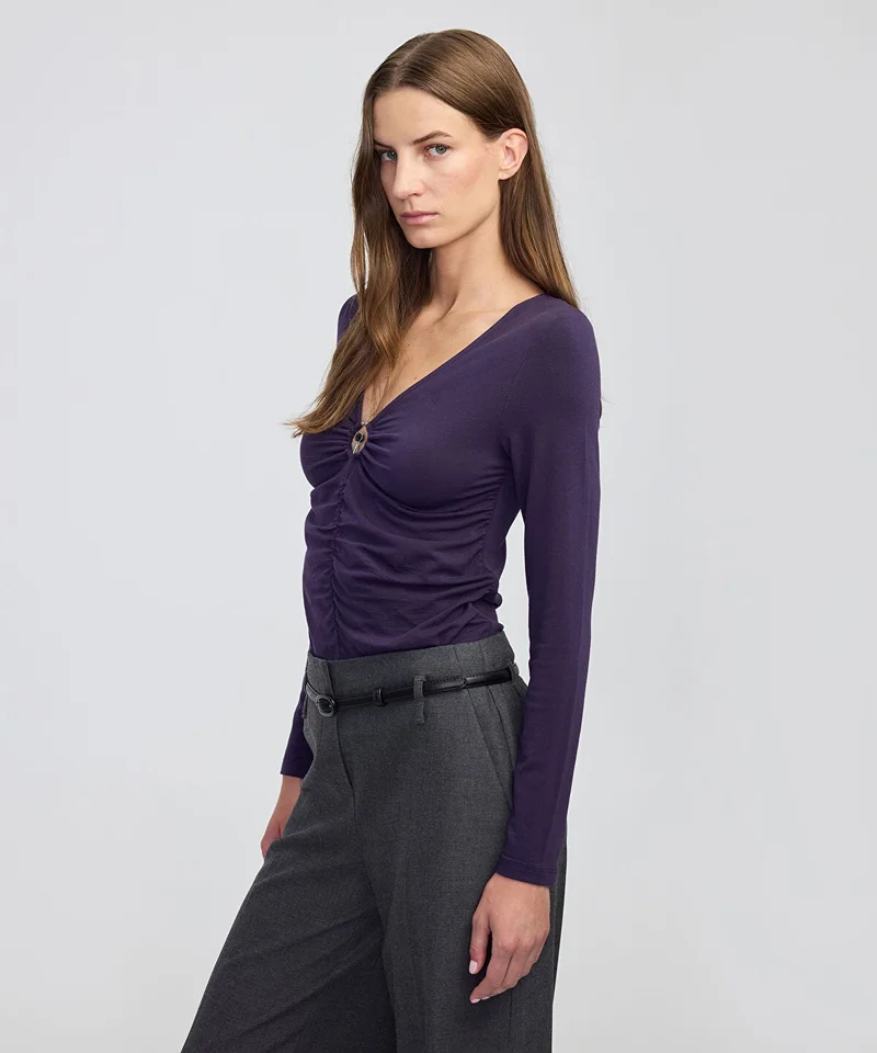 ابيكول Gathered T-Shirt with Metal Accent