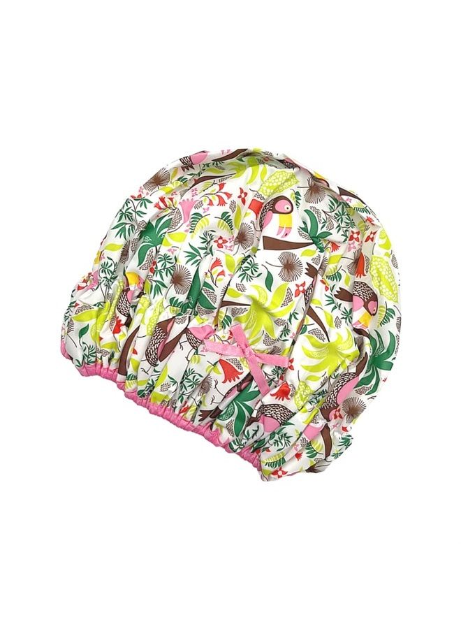 Betty Dain Reusable Shower Cap & Bath Cap & Lined, Oversized Waterproof Shower Caps Large Designed for all Hair Lengths with PEVA Lining & Elastic Band Stretch Hem Hair Hat - Fashionista Tropical - Image 5