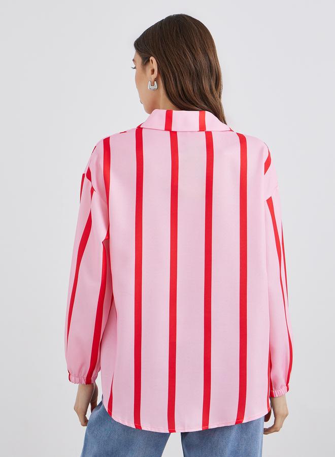 Take Two Women Striped Long Sleeve Oversized Shirt - Image 5