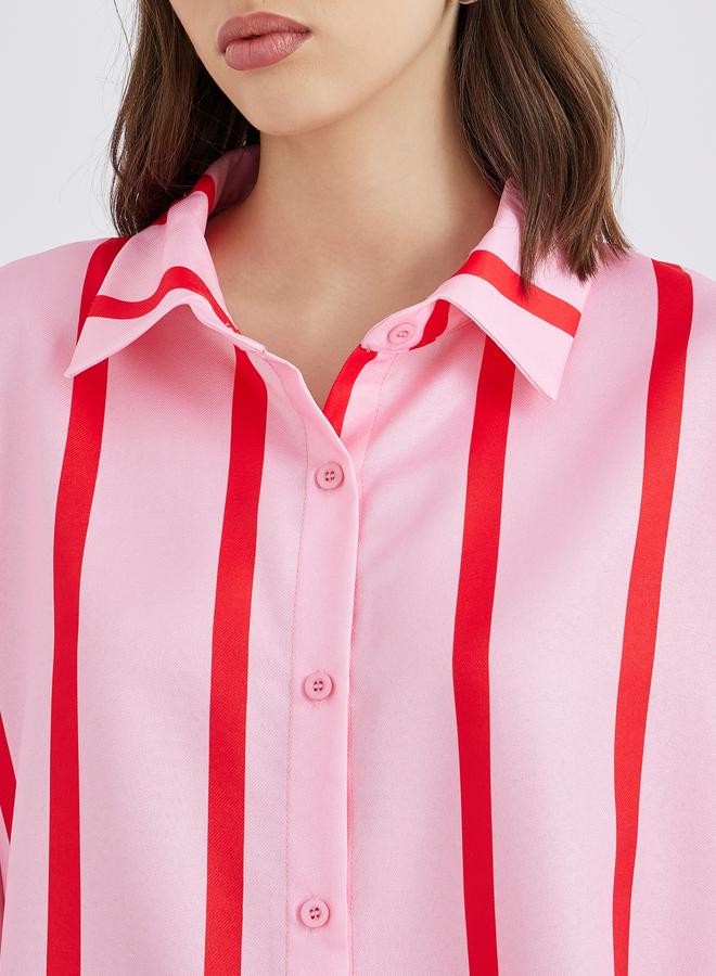 Take Two Women Striped Long Sleeve Oversized Shirt - Image 4