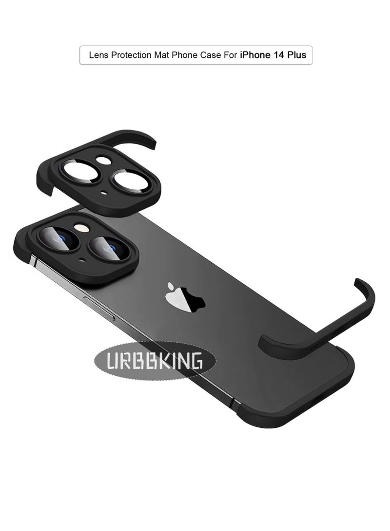 URBBKING 1Pcs iPhone Case TPU Bumper, Compatible for iPhone 14 Plus Case with Thin Lens Protection Case, Frameless Four Corner Fall Protection Mat, Slim Shockproof Soft TPU Silicone Cover, Black - Image 1