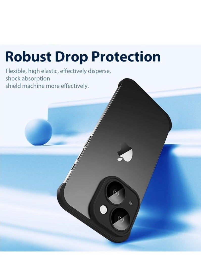 URBBKING 1Pcs iPhone Case TPU Bumper, Compatible for iPhone 14 Plus Case with Thin Lens Protection Case, Frameless Four Corner Fall Protection Mat, Slim Shockproof Soft TPU Silicone Cover, Black - Image 3