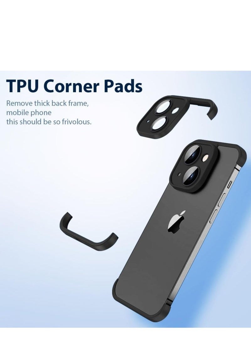 URBBKING 1Pcs iPhone Case TPU Bumper, Compatible for iPhone 14 Plus Case with Thin Lens Protection Case, Frameless Four Corner Fall Protection Mat, Slim Shockproof Soft TPU Silicone Cover, Black - Image 4