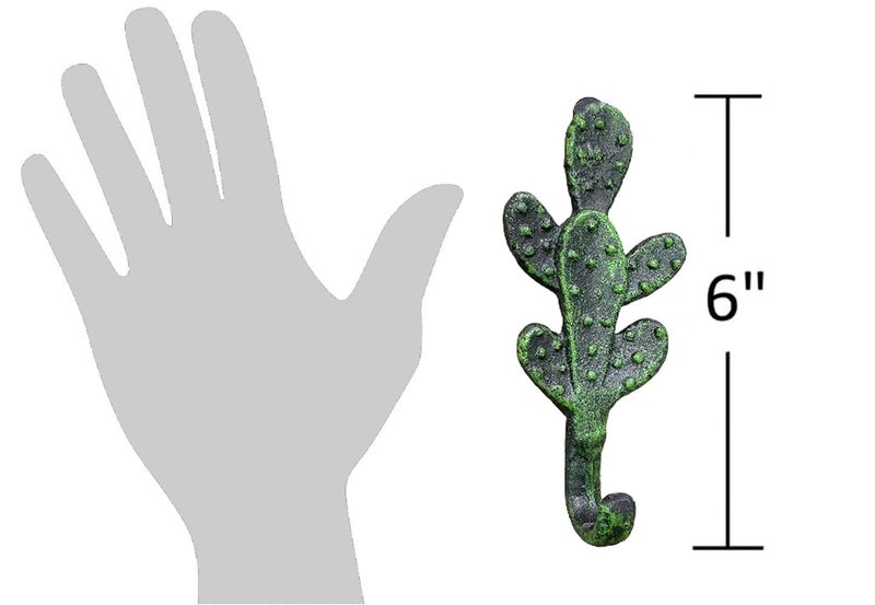 The Bridge Collection Cast Iron Cactus Hook for Wall - Metal Cactus Coat Rack for Southwestern, Desert, Boho Home Decor - Coat, Towel, Key Hook Prickly Pear Cactus Decor - Image 3