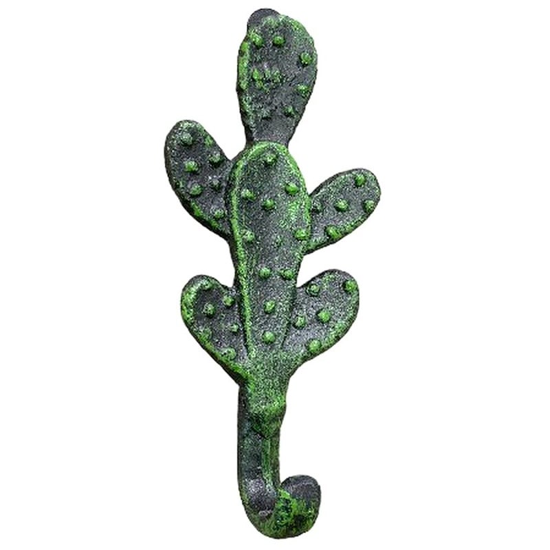 The Bridge Collection Cast Iron Cactus Hook for Wall - Metal Cactus Coat Rack for Southwestern, Desert, Boho Home Decor - Coat, Towel, Key Hook Prickly Pear Cactus Decor - Image 1