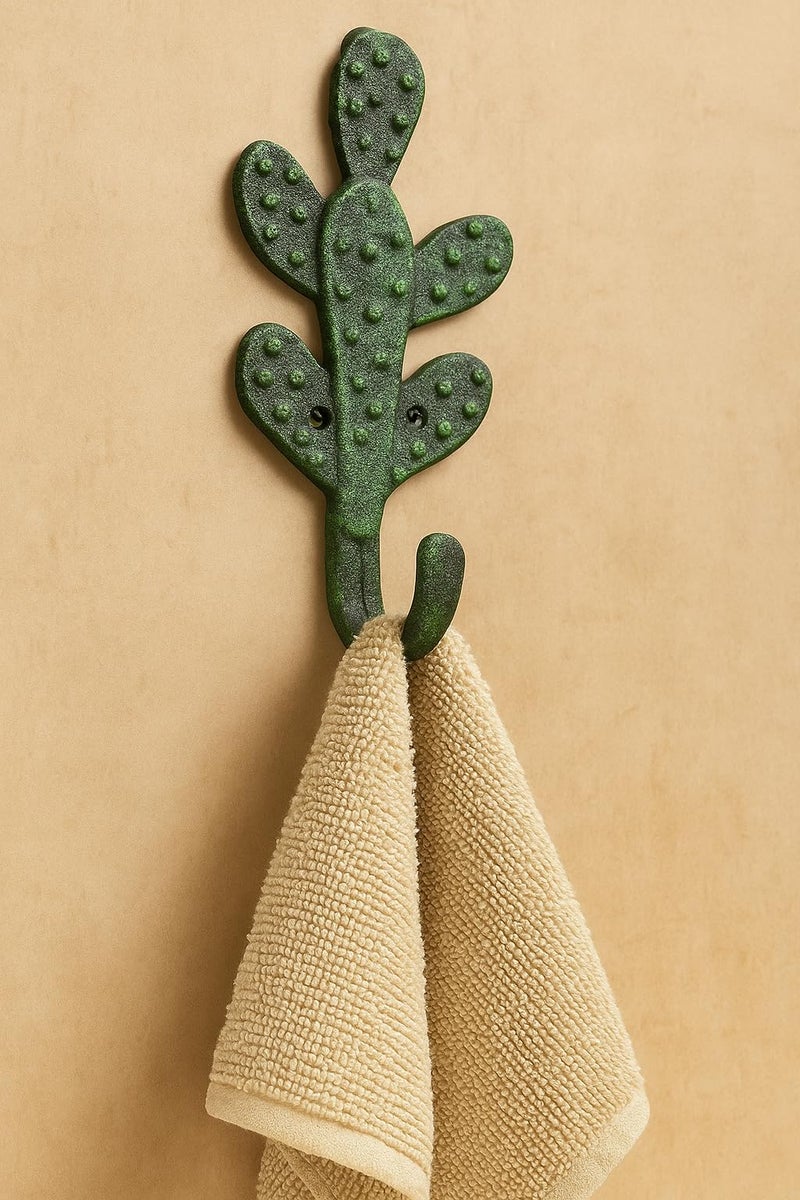 The Bridge Collection Cast Iron Cactus Hook for Wall - Metal Cactus Coat Rack for Southwestern, Desert, Boho Home Decor - Coat, Towel, Key Hook Prickly Pear Cactus Decor - Image 4