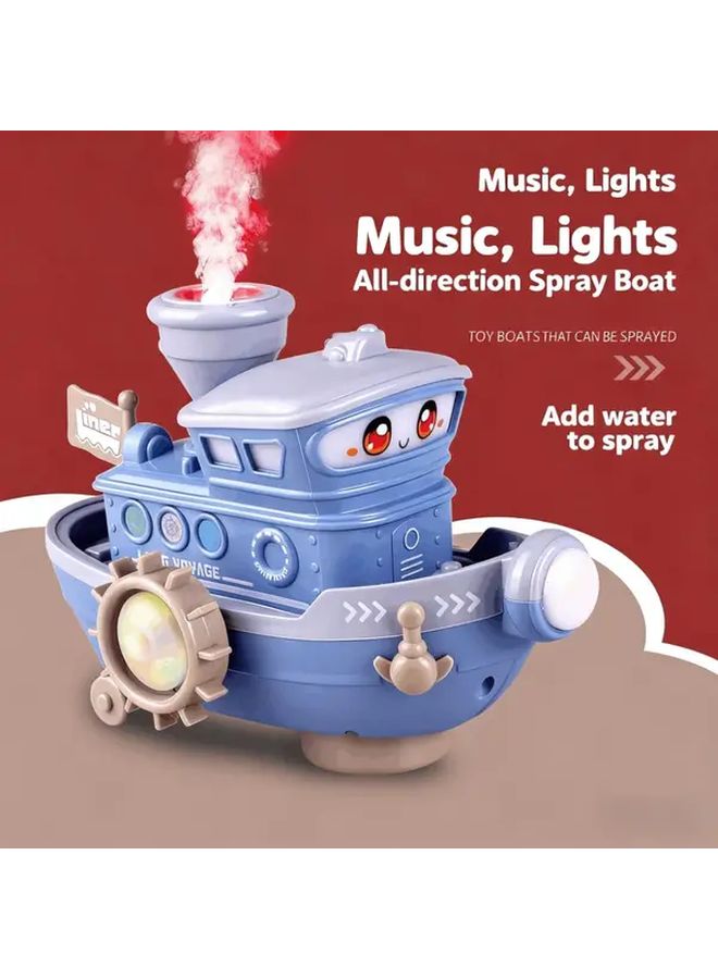 Electric Steamboat Model With Universal Wheels Spray Light Sound For Christmas Halloween Gifts Random Color - Image 2