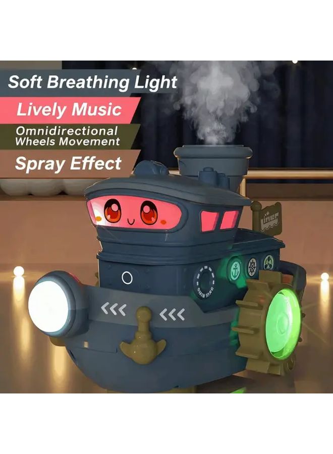 Electric Steamboat Model With Universal Wheels Spray Light Sound For Christmas Halloween Gifts Random Color - Image 4