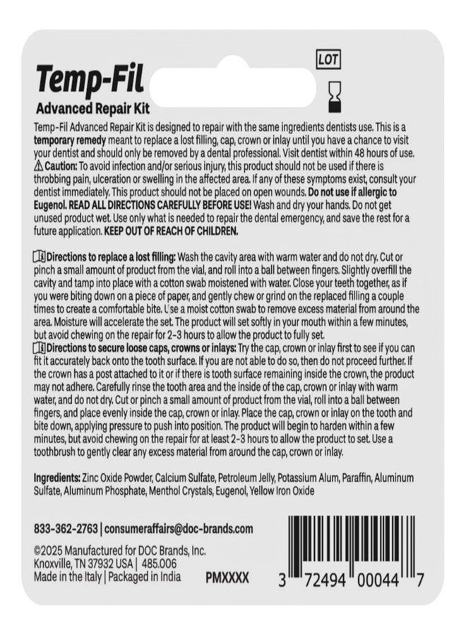 Dentemp Temp-Fil Advanced Repair Kit, 2-in-1 Repair & Relief Kit for Lost Fillings, Loose Caps & Crowns – Instant Relief, 14+ Long-Lasting Repairs, 2.64g (Packaging May Vary - Image 5