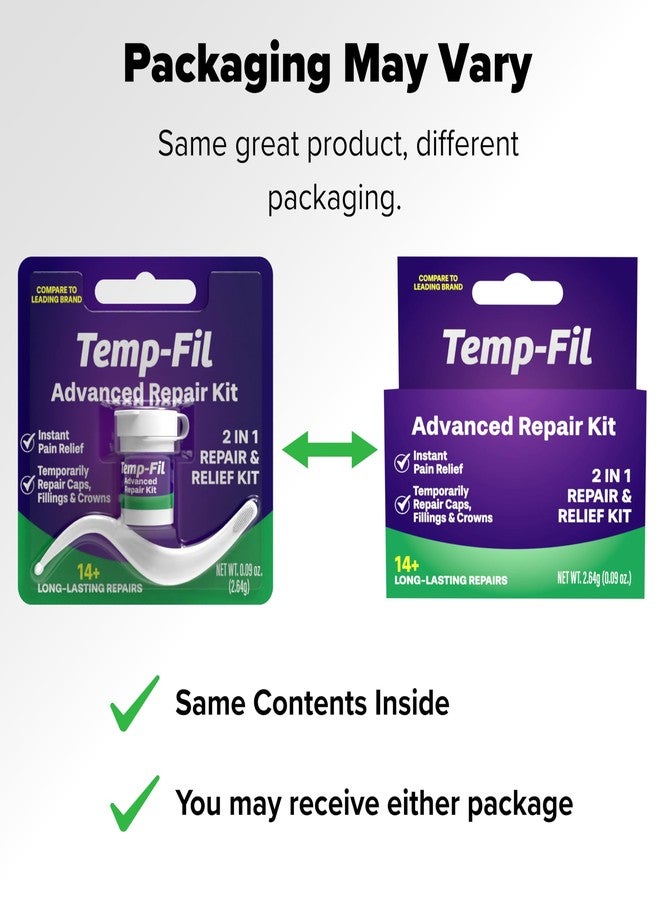 Dentemp Temp-Fil Advanced Repair Kit, 2-in-1 Repair & Relief Kit for Lost Fillings, Loose Caps & Crowns – Instant Relief, 14+ Long-Lasting Repairs, 2.64g (Packaging May Vary - Image 2