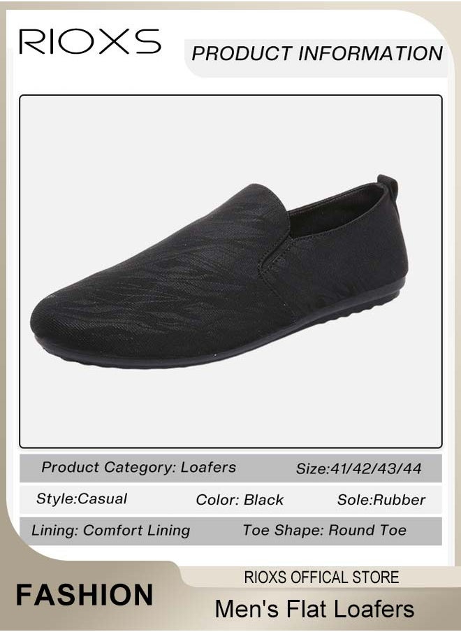 RIOXS - Flat Loafers For Men,Casual Loafers,Slip On Flat Shoes,Canvas Loafer Shoes,Mens Comfy Loafers For Office Outdoor,Breathable Boat Shoes,Lightweight Driving Shoes,Non-slip Walking Shoes - Image 1