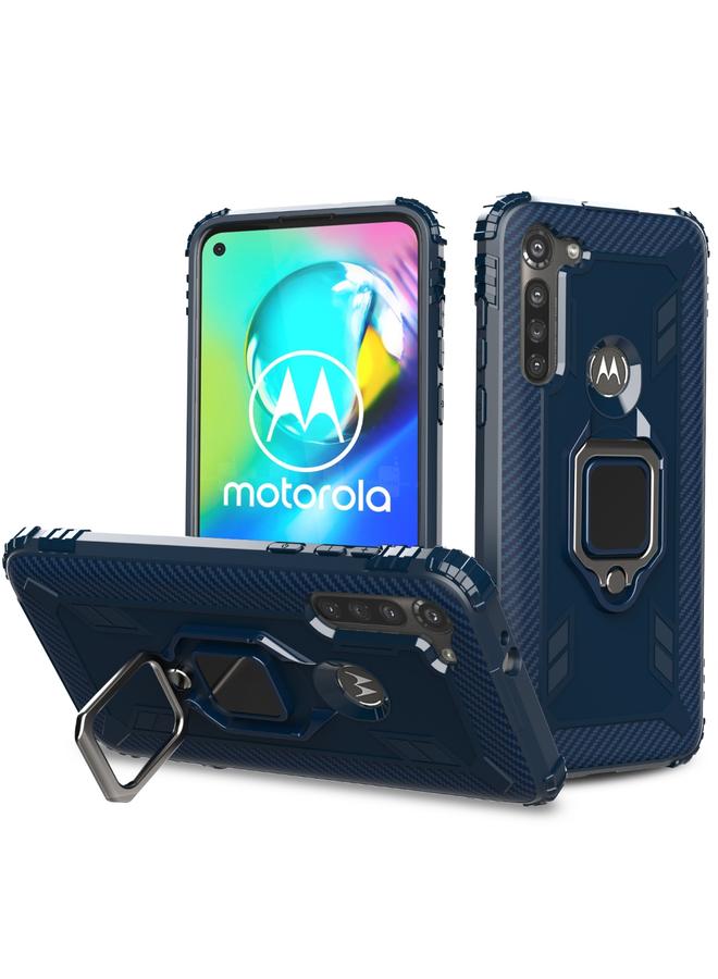 The Bros Case For Motorola Moto G8 Power Carbon Fiber Protective Case with 360 Degree Rotating Ring Holder