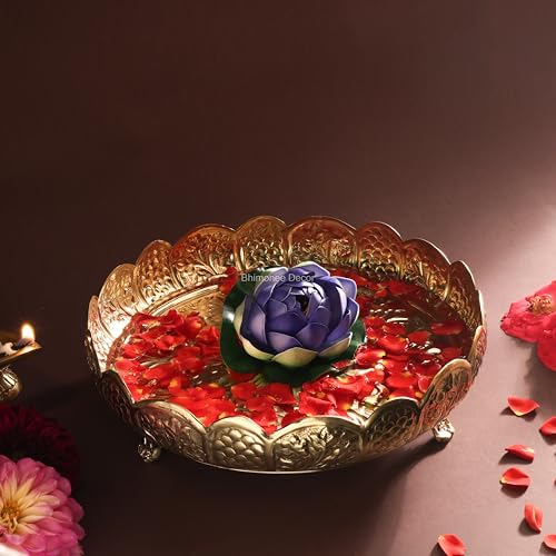 Bhimonee Decor Kangar Plate 10" | 600 gm Decorative Urli, Centerpiece for Home & Office Decor, Pooja, Festivals & Gifting - Image 1