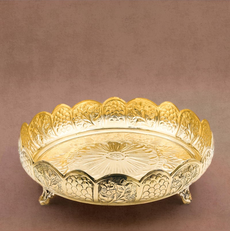 Bhimonee Decor Kangar Plate 10" | 600 gm Decorative Urli, Centerpiece for Home & Office Decor, Pooja, Festivals & Gifting - Image 3