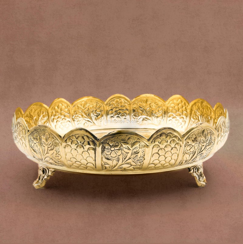 Bhimonee Decor Kangar Plate 10" | 600 gm Decorative Urli, Centerpiece for Home & Office Decor, Pooja, Festivals & Gifting - Image 4