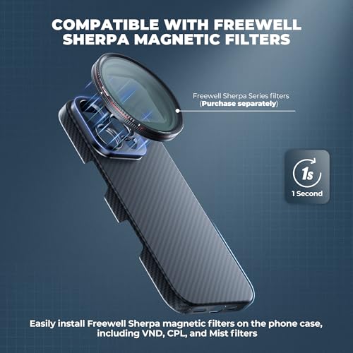 FREEWELL Pro Filmmaker Case for iPhone 16 Pro Max 17mm Lens Magnetic Filter Mount Black - Image 3