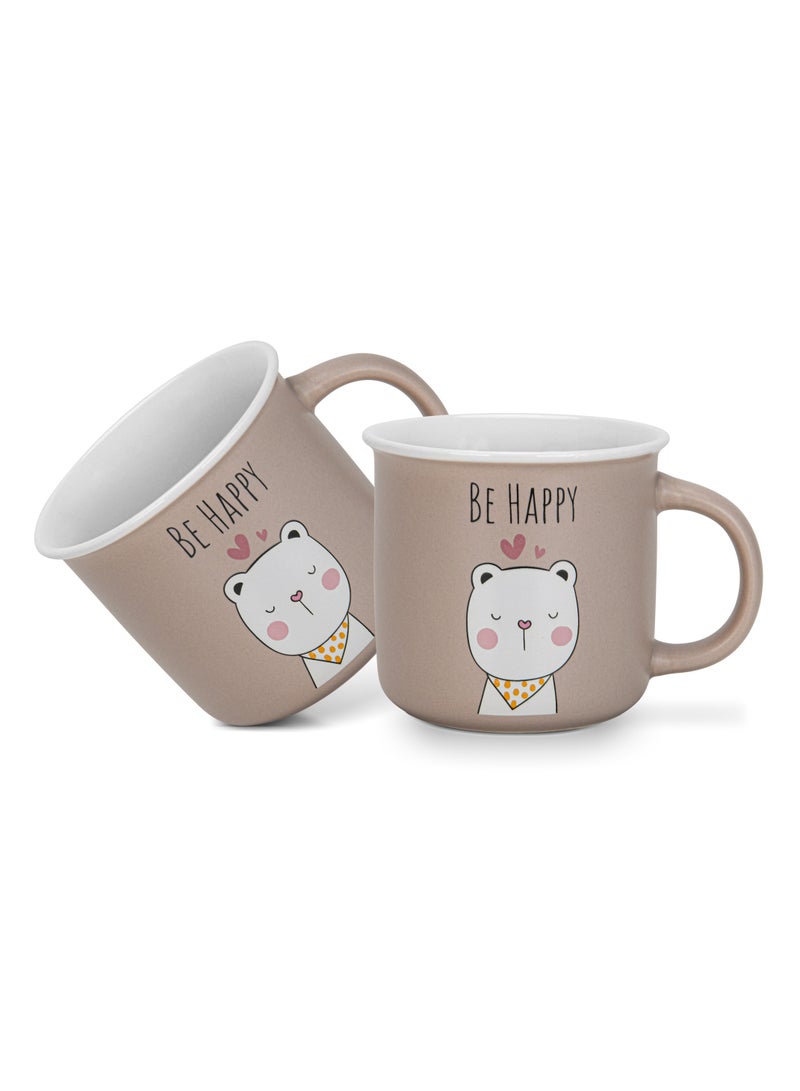 Fissman أكواب 2 قطعة 380 مل كن سعيدًا من بورسلين العظام الجديد - Image 1