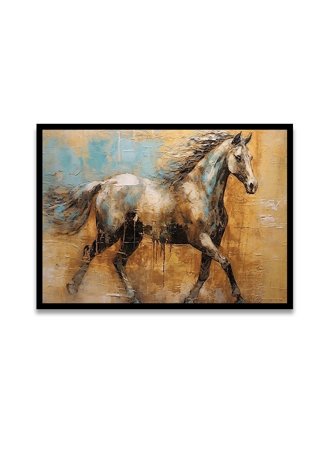ماركتنا لوحة جدارية قماشية فنية لتزيين الحائط بتصميم أحصنة مع برواز اسود مجوف مقاس 120x80سم قطعة واحدة - Image 2