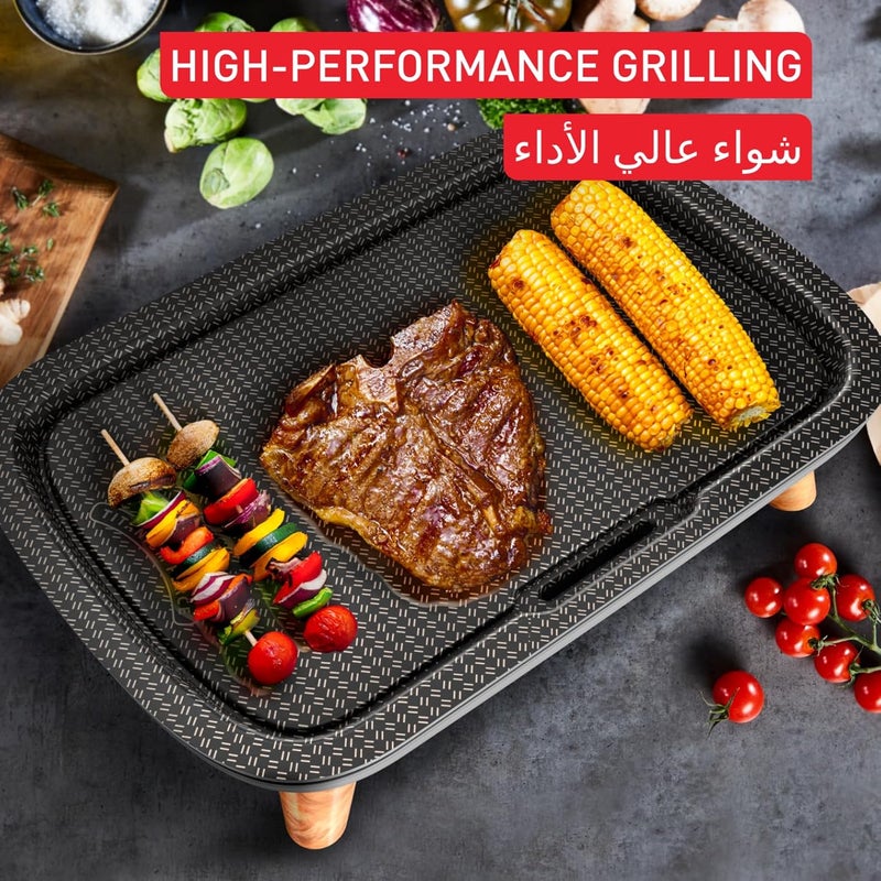 T-fal TEFAL Plancha Des Saveurs Gourmet Electric Grill | 2400 W | Non-Stick Coating | Serves up to 8 | Adjustable Thermostat | Dishwasher-Safe Parts | Grey | made in France | 2 Years Warranty | CB658P27 - Image 3