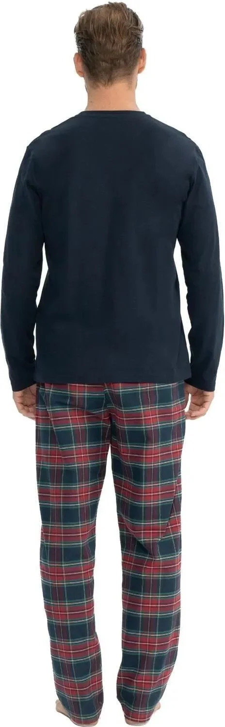 U.S. Polo Assn. 18851 Men's Long Sleeve Round Neck Pajama Set-Navy Blue