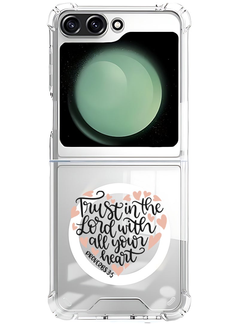 Theodor Magnetic Case for Samsung Galaxy Z Flip 6 Compatible with MagSafe Wireless Charging, Shockproof Phone Bumper Cover Trust in the lord with all your heart - Image 1