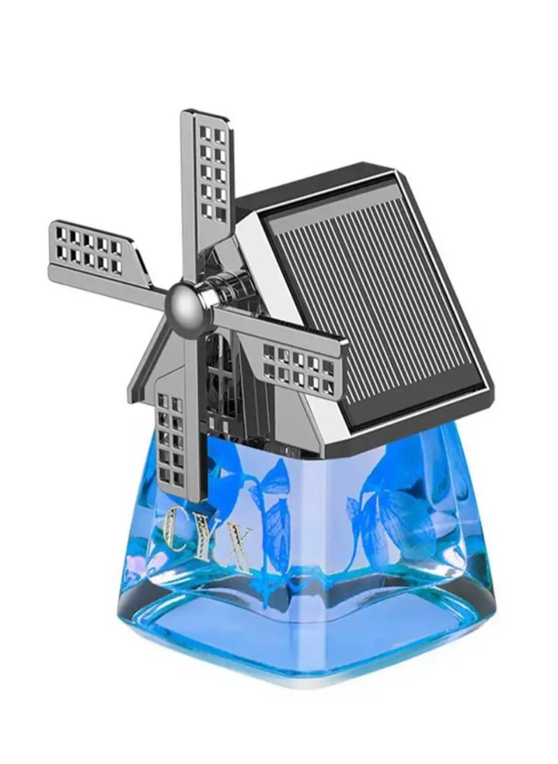 BLUE CORAL Car Air Freshener Light Styling Solar Windmill Model Center Console Decoration Auto Fragrance Air Fresheners Car Accessories (Blue)  - Image 1