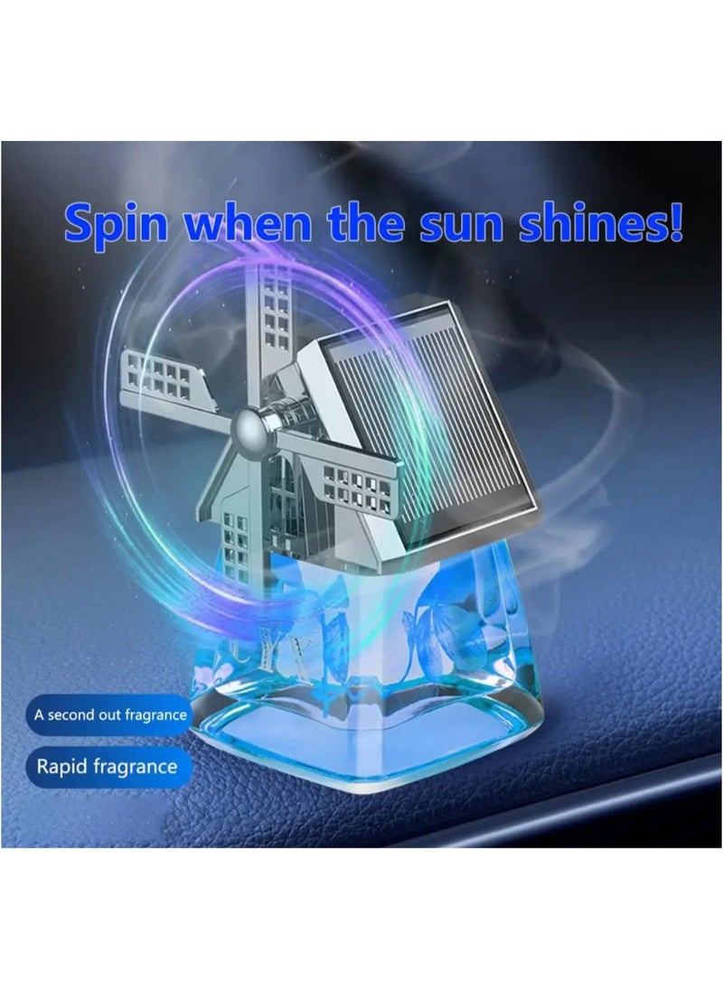 BLUE CORAL Car Air Freshener Light Styling Solar Windmill Model Center Console Decoration Auto Fragrance Air Fresheners Car Accessories (Blue)  - Image 3
