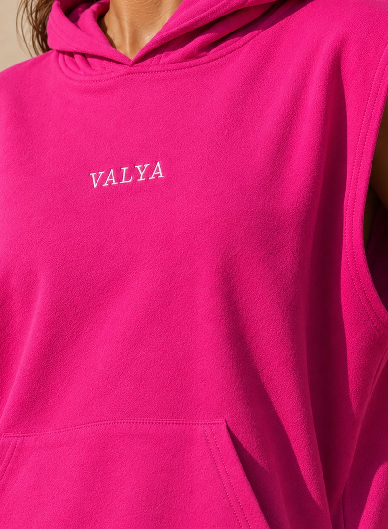 VALYA Women’s Sleeveless Hoodie and Shorts Set - Image 3