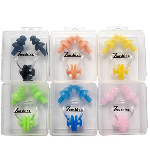 Zooshine 6 Sets Waterproof Silicone Swimming Earplugs Nose Clip Plugs,Ear & Nose Protector Swimming Sets Box Package - Image 1