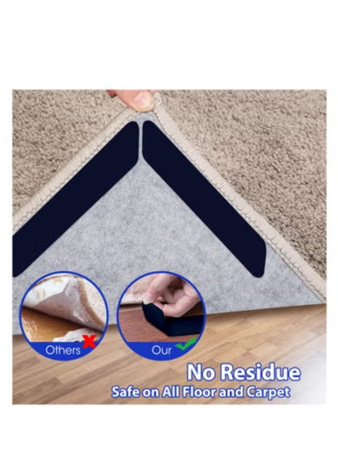 fantasize شريط سجادة، 16 قطعة مزدوجة الجوانب قابلة للغسل قابلة للإزالة تمنع انزلاق زوايا السجادة، تحافظ على السجادة في مكانها مانعة للانزلاق لأسطح الخشب الصلب والبلاط - Image 3