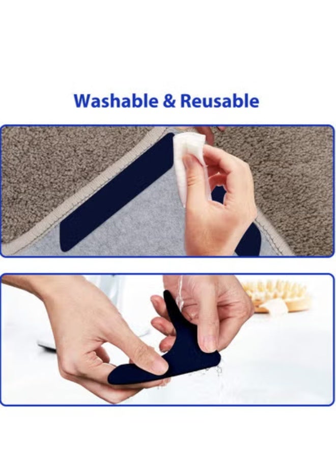 fantasize شريط سجادة، 16 قطعة مزدوجة الجوانب قابلة للغسل قابلة للإزالة تمنع انزلاق زوايا السجادة، تحافظ على السجادة في مكانها مانعة للانزلاق لأسطح الخشب الصلب والبلاط - Image 2