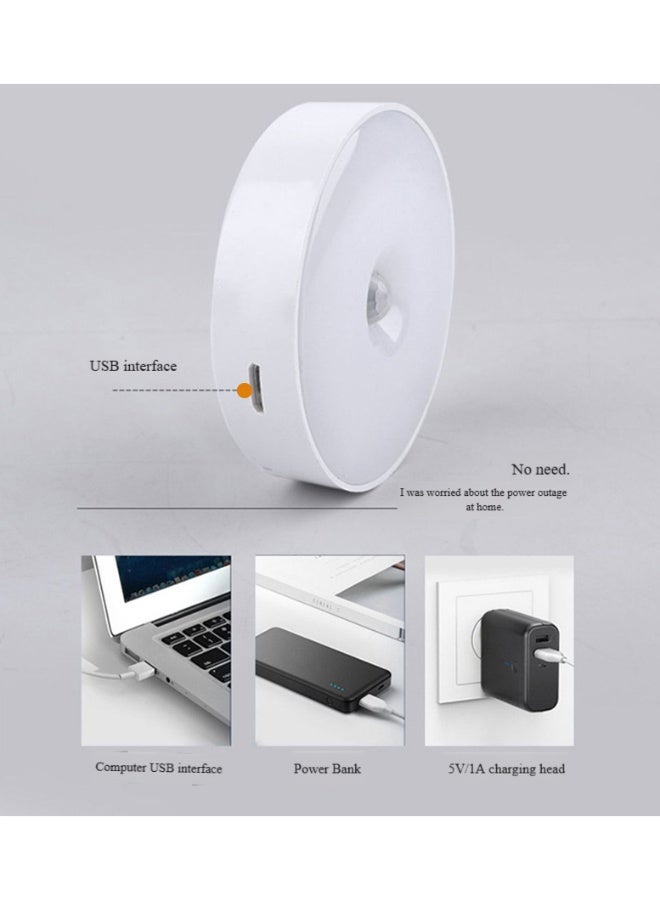 Human body intelligent induction light LED night light USB circular charging magnetic suction free cabinet toilet staircase light  - Image 2